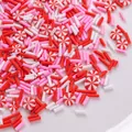Vermicelles en pâte polymère rouge rose et blanc avec bonbons à la menthe pour DIY - Vermicelles Rouge Blanc Rose + Bonbon / Paquet de 10g