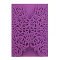 Elegante biglietto invito matrimonio viola rosa tagliato laser con motivi floreali - Viola scuro
