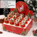 Set of 12 mini Christmas snow globes with Santa and Snowman in a red display gift box - 044 Christmas (set Of 12) - Without Lights / 45# Light + Snow
