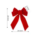 Grande boucle de Noël en velours rouge floqué, décoration de 28,5 sur 20,5 cm environ - 28.5cm x 20.5cm