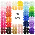 Σετ 60 τεμαχίων πολύχρωμα κλιπ μαλλιών με φιόγκο από κορδέλα grosgrain για κορίτσια. - Σετ Ζευγαριών Μεικτών Χρωμάτων / Σετ 60 Τεμαχίων / Πολύχρωμο