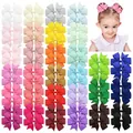 Fiocchi per capelli in nastro grosgrain colorati per bambine - Set di Fermagli per Capelli con Fiocco a Coda di Rondine / Set Casuale da 20 Paia (40 Pezzi) / Colori Misti Casuali
