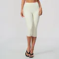 High-waist brushed yoga capri leggings in off-white finish for fitness and gym wear - Creamy White [new] New Color / S