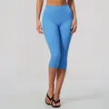High-waisted sky blue brushed yoga capri leggings for women's fitness and outdoor running - Seaside Blue [new] New Color / S