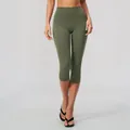 High-waisted brushed olive green yoga capris for women, ideal for fitness and outdoor running - Forest Green [new] - A New Color / S