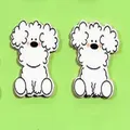 Adorable white curly cartoon poodle dog charms for DIY jewelry and craft making - Bichon Frise (W32)