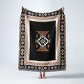 Manta de camping tejida de estilo bohemio con patrón geométrico y flecos vista total - XT2022-33 / 130x160cm