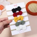 Set of five soft waffle knit knotted bow headbands for infants in assorted solid colors - 5H Combination