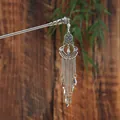 Traditional silver Hanfu hairpin with geometric hollow design and long chain tassels - F521-5