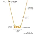 Détail montrant les dimensions et le poids du collier infini en acier inoxydable doré. - P1444 - Collier Pendentif En Forme De 8 Doré