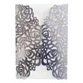 Elegant pearl white laser cut rose flower pattern invitation envelope for wedding engagement - Reflective Silver