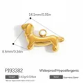 Vergoldeter Edelstahl-Dackel-Anhänger für Schmuck mit Maßen und Gewichtsinformationen - Gold Dackel-Stil (PJ93382)
