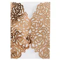 Elegant rose gold laser cut rose floral wedding invitation cover with metallic sheen - Reflective Rose Gold