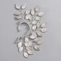 Κομψό ασημένιο κρυστάλλινο φύλλο ξωτικό ear cuff για αυτιά χωρίς τρύπες, vintage - Ασημί