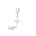 Stainless steel four-pointed star charm pendant with lobster clasp and dimension specs - Four-Pointed Star Pendant with Lobster Clasp / Steel