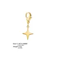 Detail view of gold-plated stainless steel four-pointed star pendant with dimensions - Four-Pointed Star Pendant with Lobster Clasp / Gold