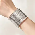 Multi-layer thin silver wire punk style stackable bangle bracelets for women accessory - Stackable Metal Thin Bangle / Width 4cm / Silver