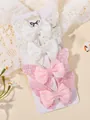 Lovely set of 4 glittery butterfly bow hair clips for girls featuring white and pink colors - White Pink Set
