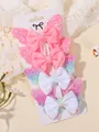 Set of four glittery butterfly and ribbon bow hair clips for kids in pink and white - Multicolor Set