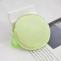 Round light green plush coin purse with hook for earphones and keys - Light Green / About 8.5cm