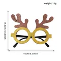 Glittery gold and brown Christmas reindeer glasses frame with dimensions 16cm by 11.5cm - Brown Antler Golden Frame
