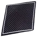 Detailed view of a classic black and white polka dot satin square silk headscarf - Polka Dot Black / Wrinkled Silk Scarf
