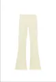 Élégant pantalon évasé taille haute crème avec une texture en maille lisse pour femmes - Pantalon Jaune