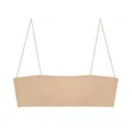 Seamless nude tube top bra with ultra-thin shoulder straps and minimalist french style. - Nude