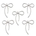 Set of 5 silver alloy hollow bow-knot charms for DIY jewelry making and necklaces. - No.7 Bowknot / 36*43mm / Bright Silver