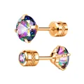 Boucles d'oreilles élégantes en zircon plaqué or avec pierres de cristal arc-en-ciel - Zircone Arc-en-ciel (Pièce Unique) / 2mm / Or rose