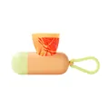 Portable capsule-shaped pet waste bag dispenser with orange watermelon print bag. - Long Dispenser + Orange Scent Bags / 1 Roll (15 Bags/Roll) / Orange Green