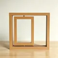 Detail of the 360-degree rotating inner frame of this wooden minimalist picture frame. - 6 Inch / Vertical / Without Lights / Beech Color