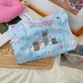 Cute puppy print light blue travel makeup bag with detachable multi-compartment design - Puppy