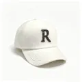 Stylish white plush baseball cap featuring a decorative rhinestone letter R on the front. - Adult Size (58cm, Adjustable) / White (Letter R)
