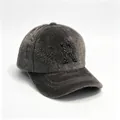 Plush grey baseball cap for women with a sparkling rhinestone letter R decoration. - Adult Size (58cm, Adjustable) / Gray (R Letter)