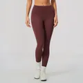 High-waisted butt-lifting brushed yoga leggings in elegant deep brown for fitness workouts - Wine-stained Red [new - New Color Added] / S