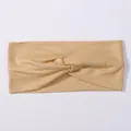 Soft minimalist Morandi yellow twisted fabric headband for sports and daily makeup routines - Light Khaki (15)