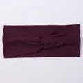 Soft twisted sports headband in deep purple Morandi color for women - Deep Red (29)