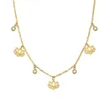 Elegante goldene Edelstahl-Halskette mit Lotus-Anhängern und funkelnden Steinen - Lotus-Halskette (Mit Strasssteinen) / Gold