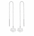 Elegante Lotusblumen-Durchzieher-Ohrringe aus Edelstahl in Silber-Finish für Damen - Lotus-Durchzieher-Ohrringe / Stahlfarben