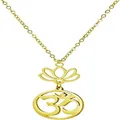 Goldene Edelstahl-Halskette mit Lotus- und Om-Symbol-Anhänger und zarter Kette - Lotus-Halskette (Mit Om-Symbol) / Gold
