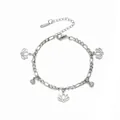 Elegantes Armband aus silbernem Edelstahl mit Lotusblumen- und Kristallanhängern - Lotus-Armband (Mit Strasssteinen) / Stahlfarben