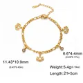 Goldfarbenes Edelstahl-Lotus-Charm-Armband mit deutlich angezeigten Maßen. - Lotus-Armband (Mit Strasssteinen) / Gold