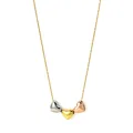 Elegant tricolor heart pendant necklace in silver, gold, and rose gold finishes. - RT18XL