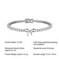 S925 silver moissanite bracelet with bow knot charm and 52 stones - L17709 Mozambique 10 Points (19mm Long) (with Certificate And Box) / 925 Silver