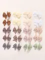 Set of 20 small grosgrain ribbon bow hair clips for baby girls in assorted pastel colors - 20 Pieces Set / Morandi Color Set (20E)