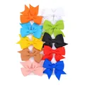 Set of 10 vibrant colorful grosgrain swallowtail ribbon bow hair clips for girls - 12-Piece Multicolor Mix Set (10AH)