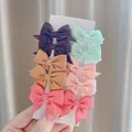 Set of 10 colorful grosgrain ribbon swallowtail bow hair clips for girls daily hair accessories - 12-Piece Macaron Tones Set (10AL)