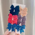 10 pieces colorful grosgrain ribbon swallowtail bow hair clips for girls daily hair styling - 10-Piece Vintage Elegant Set (10AK)