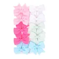 Set of 10 colorful grosgrain ribbon swallowtail bow hair clips for girls in pastel colors - 10-Piece Fresh Candy Set (10AB)